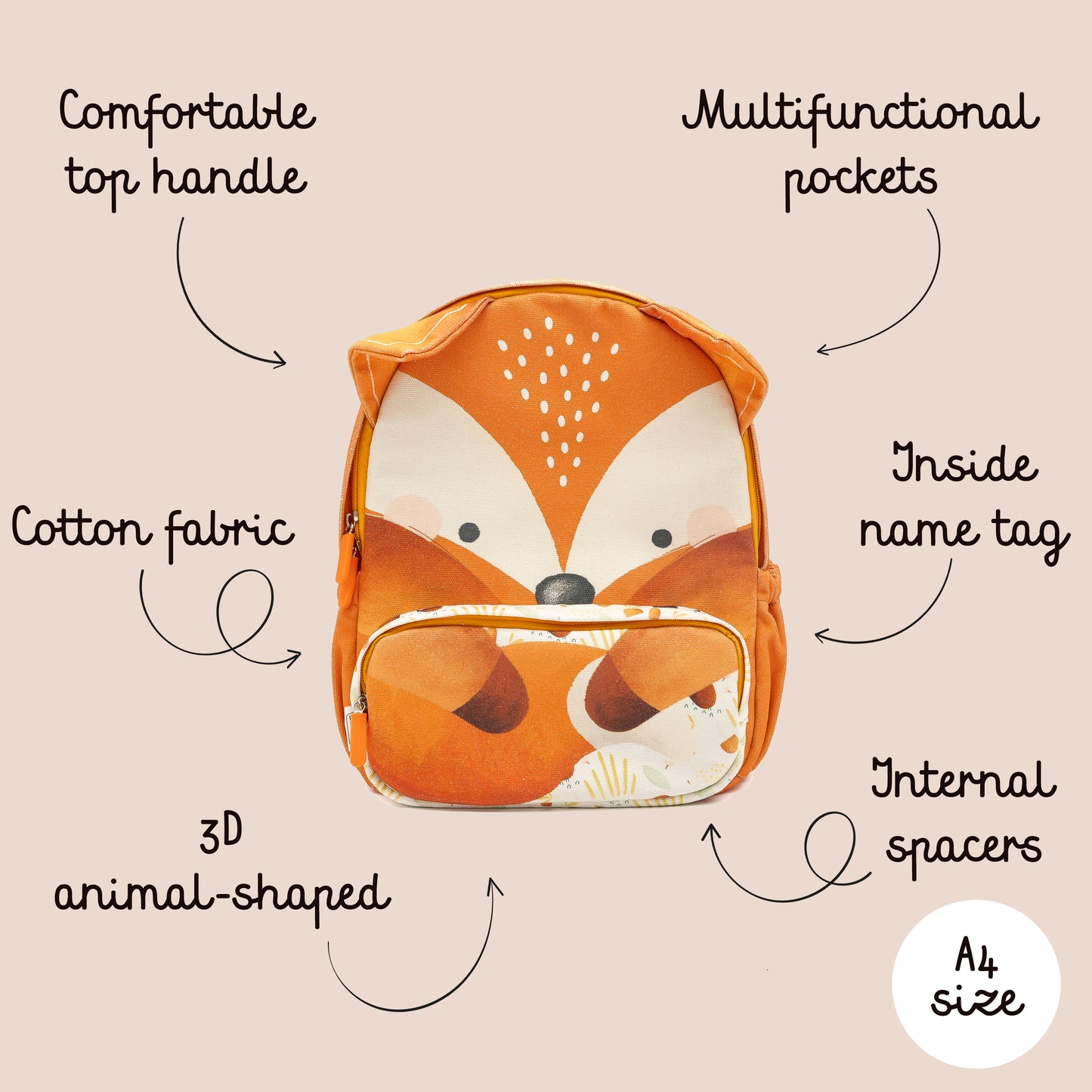 Mochila para niños - Tamaño A4 - Crunchy El Zorro