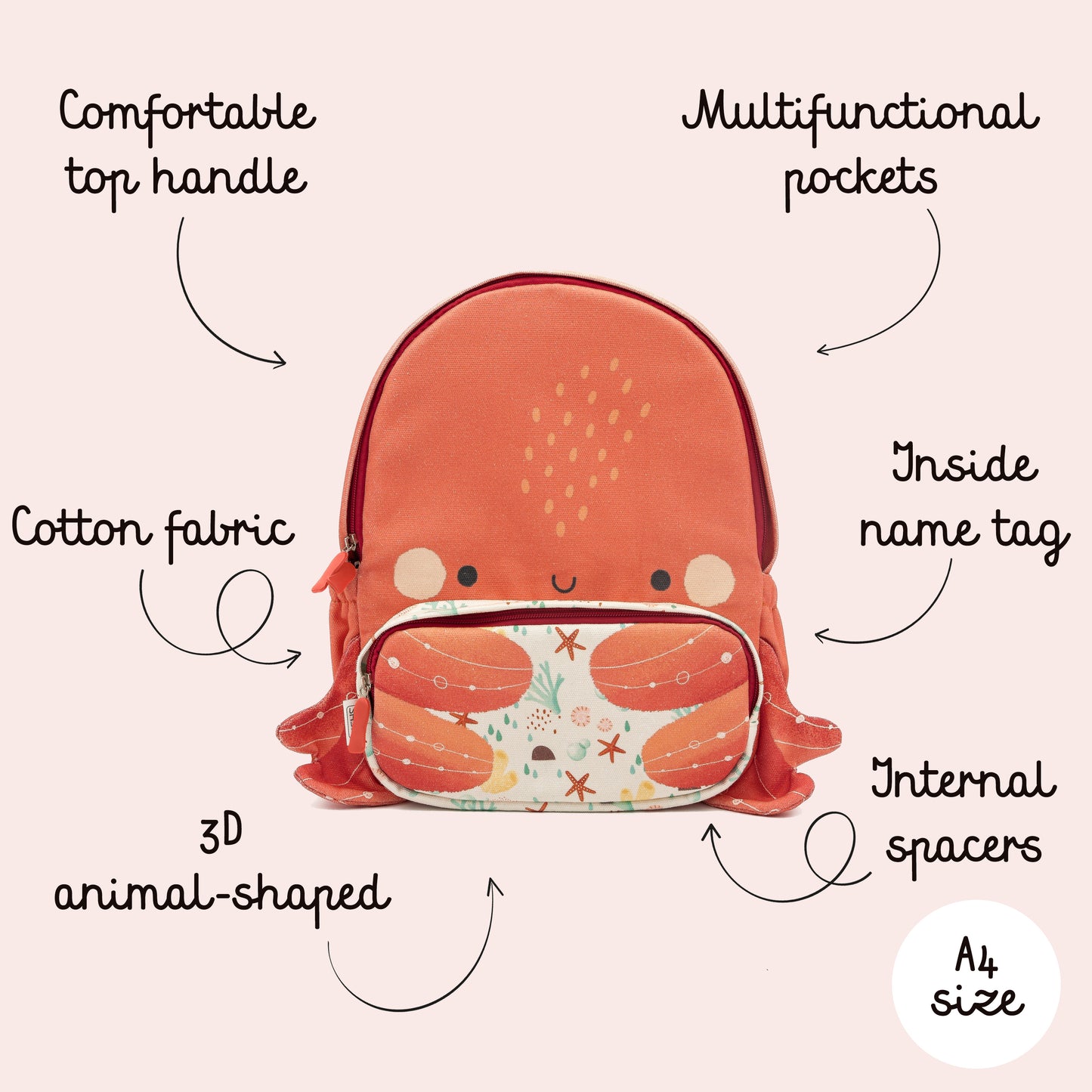Mochila para niños - Tamaño A4 - Slurpy El Pulpo