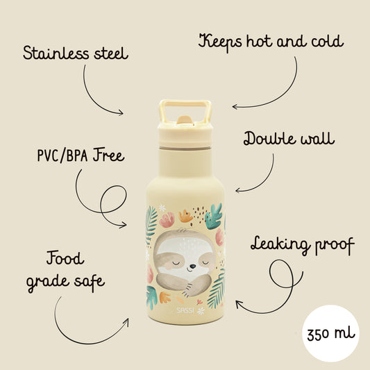 Botella de acero inoxidable Térmica 350 ml - Gnawy El Perezoso