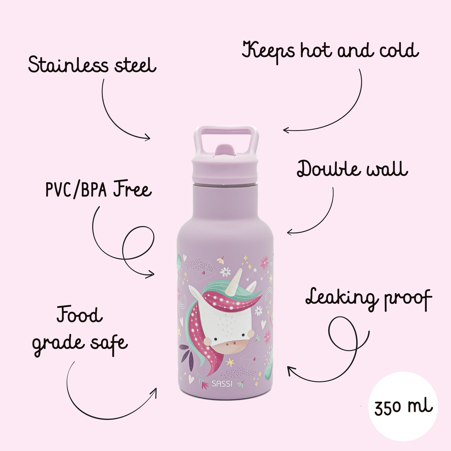 Botella de acero inoxidable Térmica 350 ml - Sparkly El Unicornio