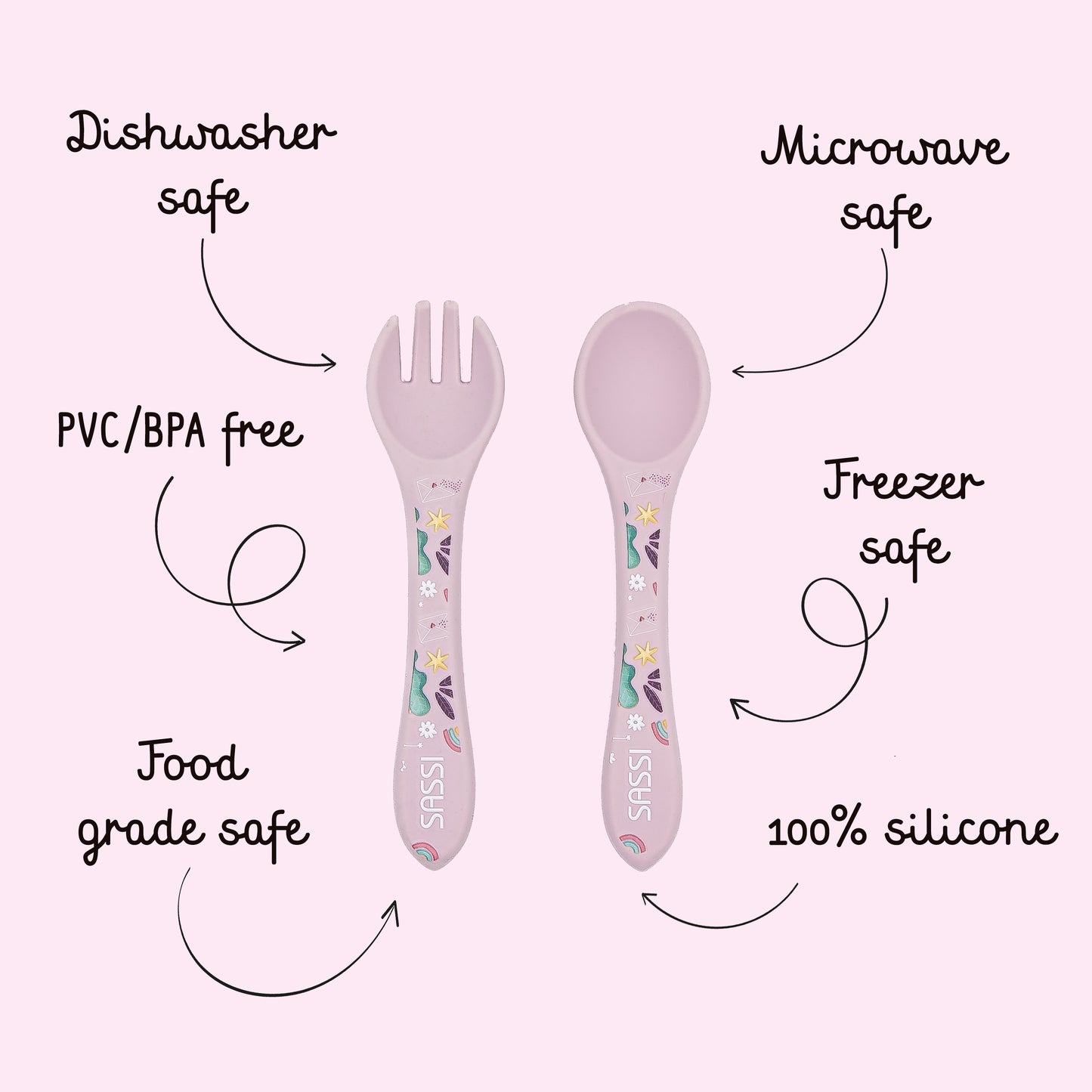 Kit de tenedor y cuchara de Silicona - Sparkly El Unicornio