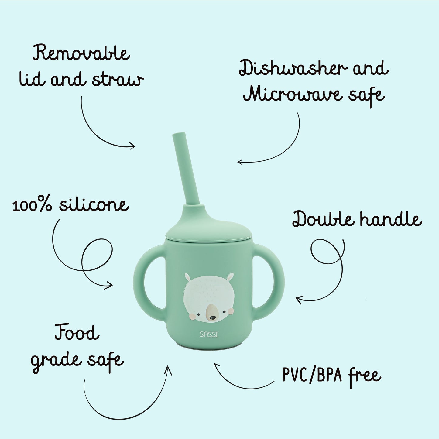 Taza con Cañita de Silicona - Munchy El Oso