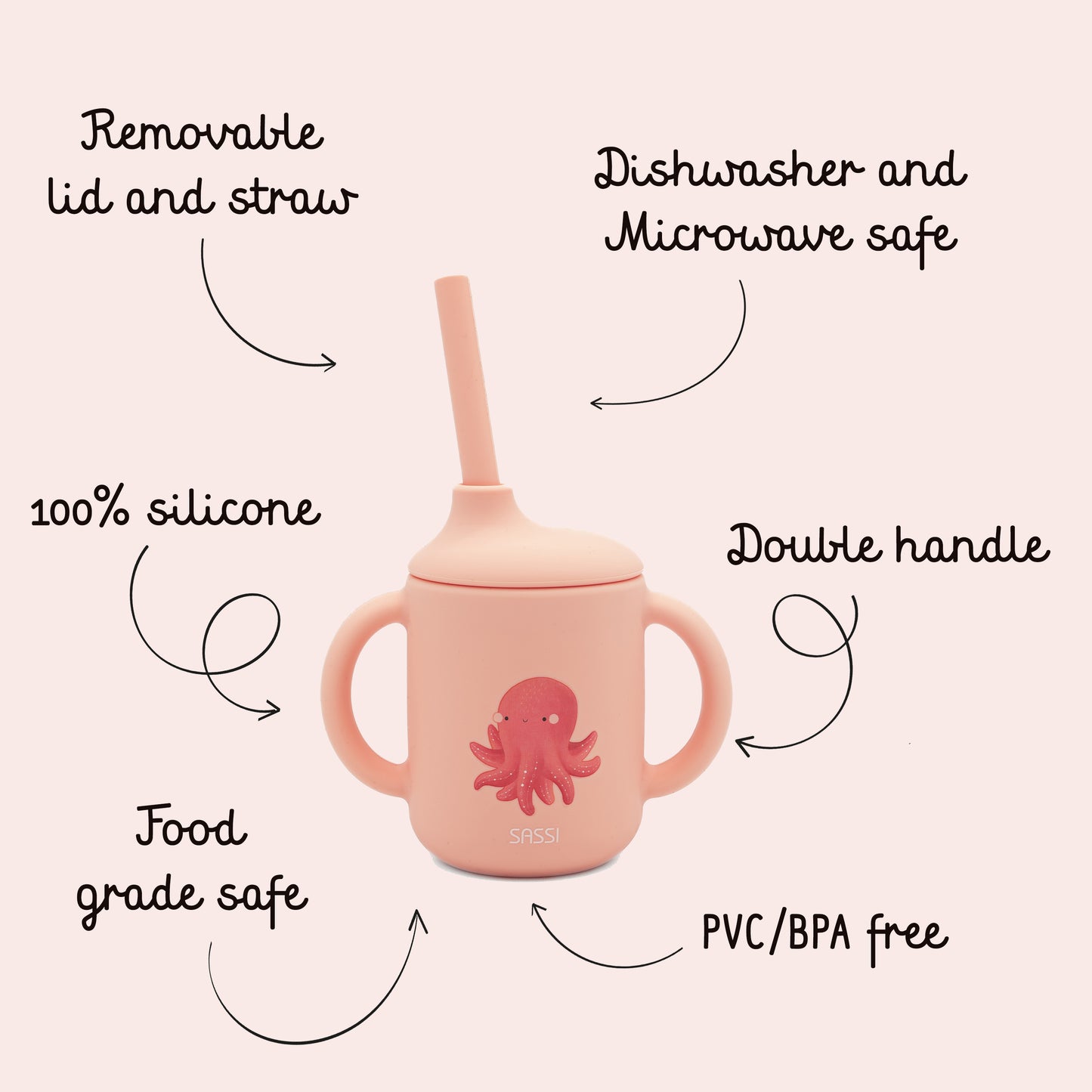 Taza con Cañita de Silicona - Slurpy El Pulpo