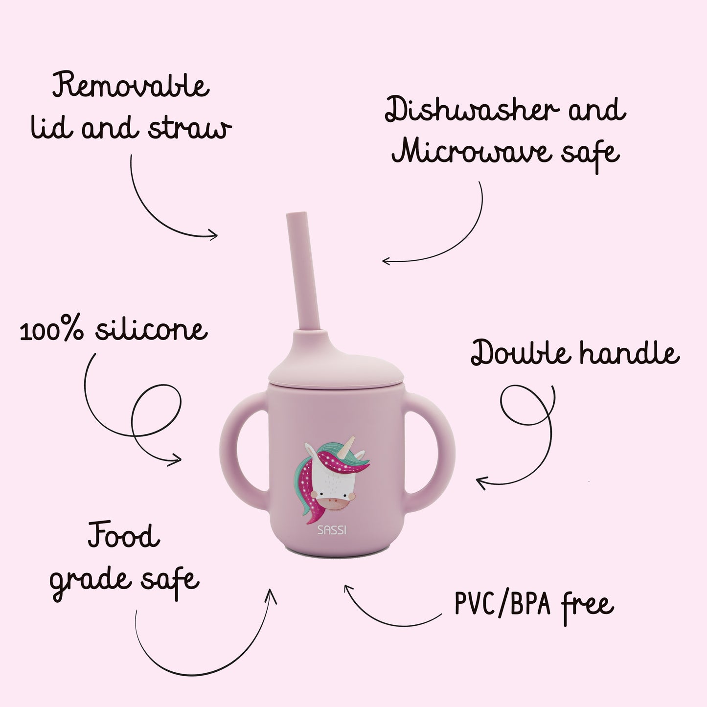 Cup with Silicone Straw - Sparkly the Unicorn