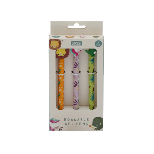 Set de 3 lapiceros Borrables- Dinosaurio / Unicornio / León