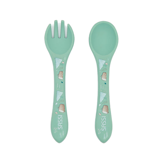 Kit de tenedor y cuchara de Silicona - Munchy El Oso