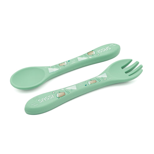 Kit de tenedor y cuchara de Silicona - Munchy El Oso