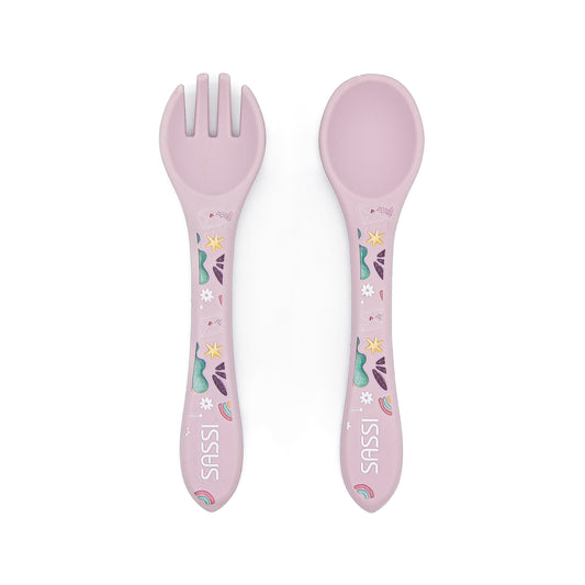Kit de tenedor y cuchara de Silicona - Sparkly El Unicornio
