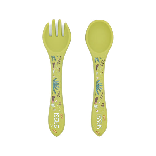 Kit de tenedor y cuchara de Silicona - Cracky El Dinosaurio