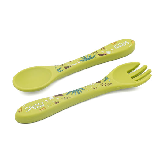 Kit de tenedor y cuchara de Silicona - Cracky El Dinosaurio