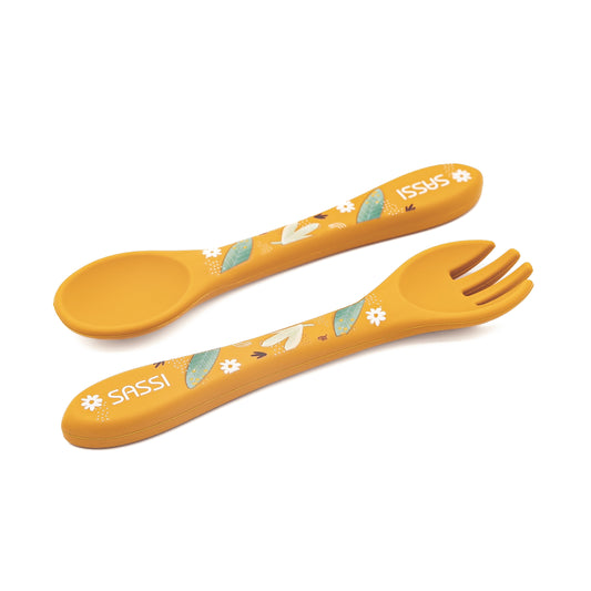 Kit de tenedor y cuchara de Silicona - Chompy El Leon