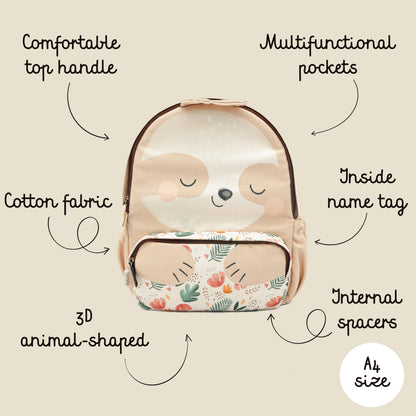 Kids Backpack - A4 Size - Gnawy The Sloth