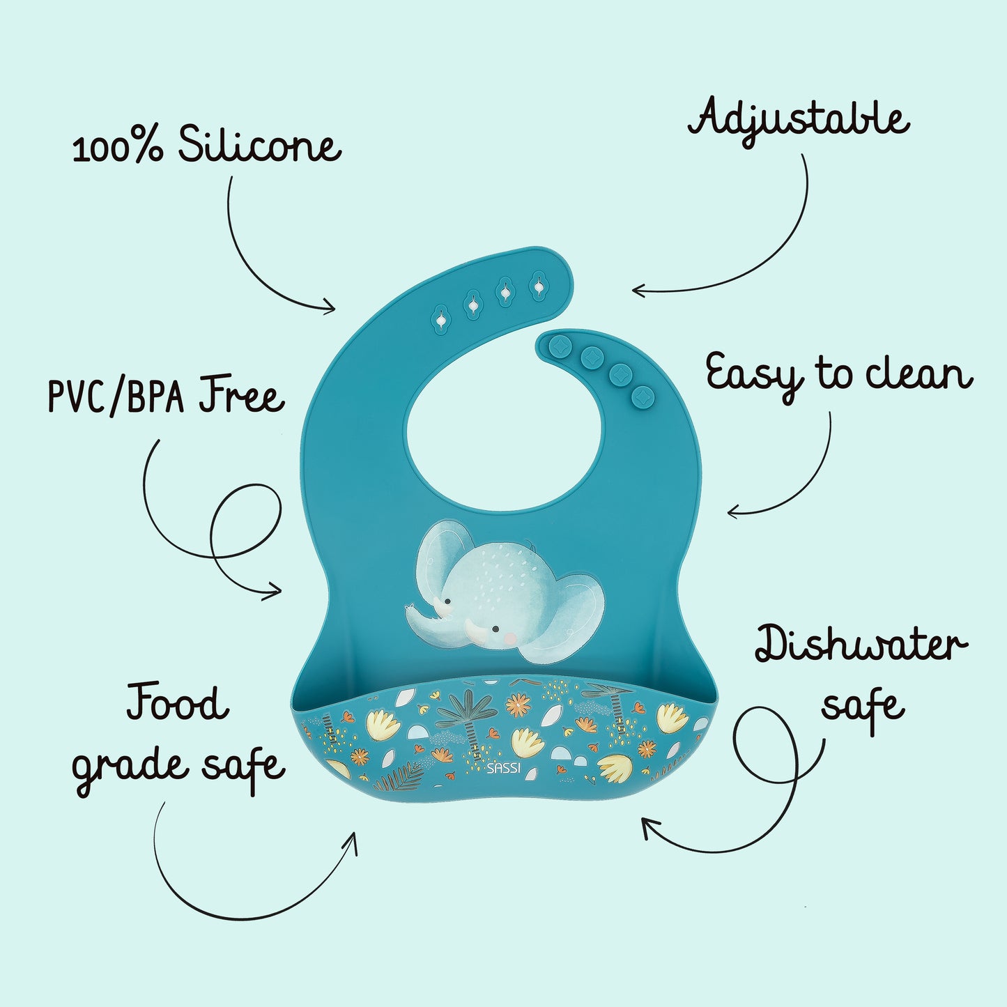 Silicone Bib - Chewy The Elephant