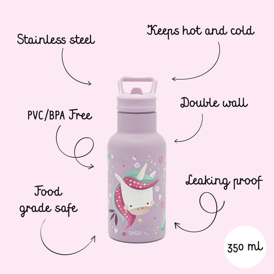 Botella de acero inoxidable Térmica 350 ml - Sparkly El Unicornio