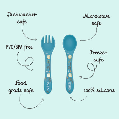Kit de tenedor y cuchara de Silicona - Chewy el Elefante