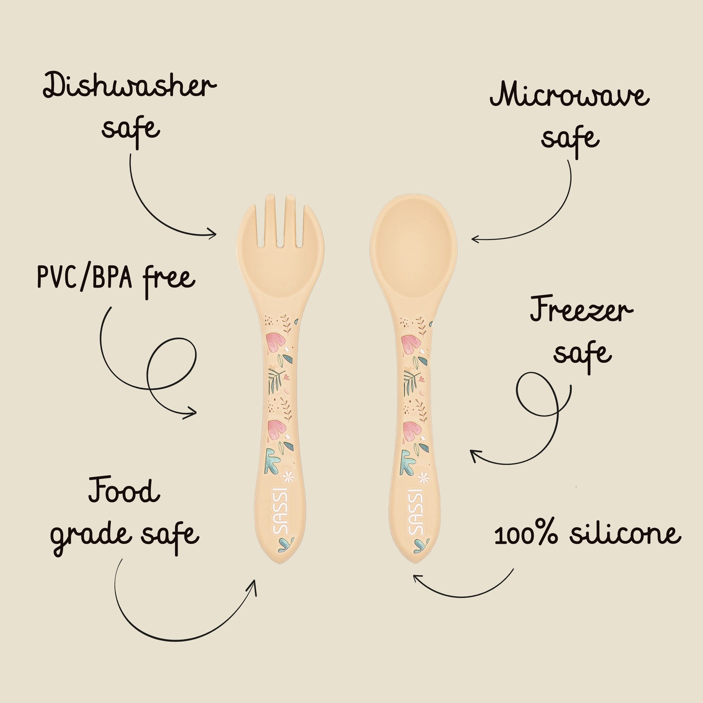 Kit de tenedor y cuchara de Silicona - Gnawy el perezoso