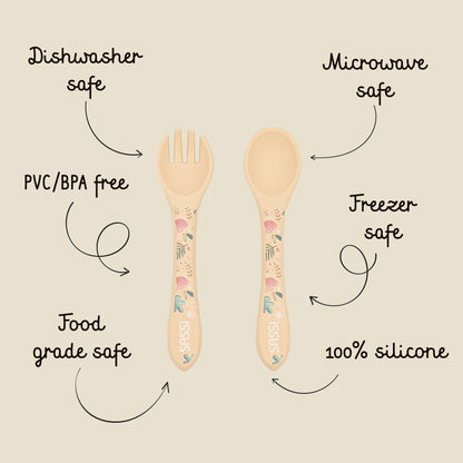 Kit de tenedor y cuchara de Silicona - Gnawy el perezoso