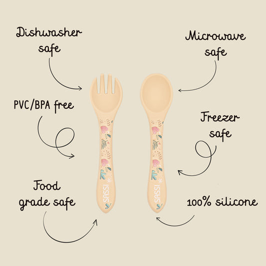 Kit de tenedor y cuchara de Silicona - Gnawy el perezoso