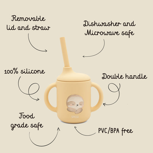 Taza con Cañita de Silicona - Gnawy el Perezoso