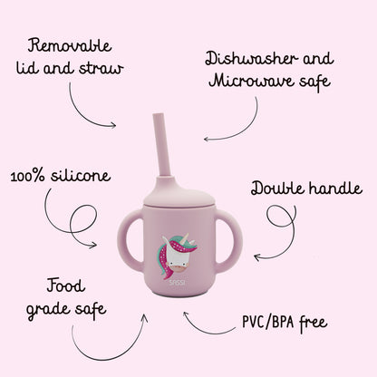 Cup with Silicone Straw - Sparkly the Unicorn
