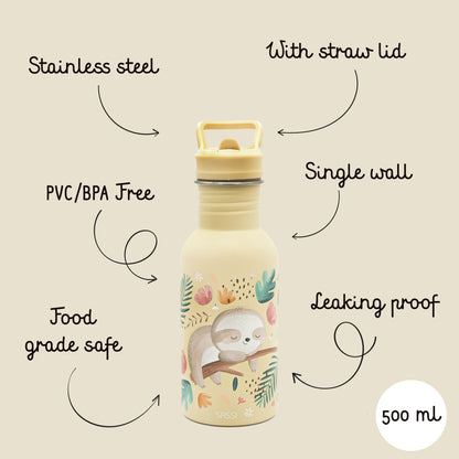 Stainless Steel Bottle - 500 ml - Gnawy The Sloth