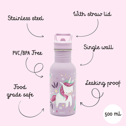 Botella de acero inoxidable - 500 ml - Sparkly El Unicornio