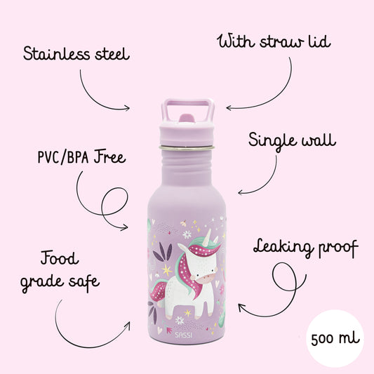Botella de acero inoxidable - 500 ml - Sparkly El Unicornio