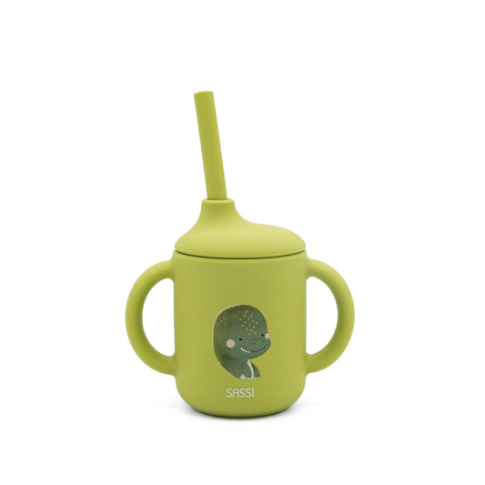 Taza con Cañita de Silicona - Cracky El Dinosaurio