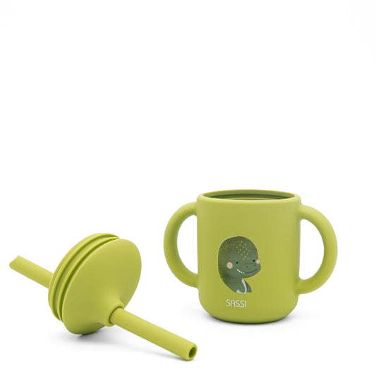Taza con Cañita de Silicona - Cracky El Dinosaurio