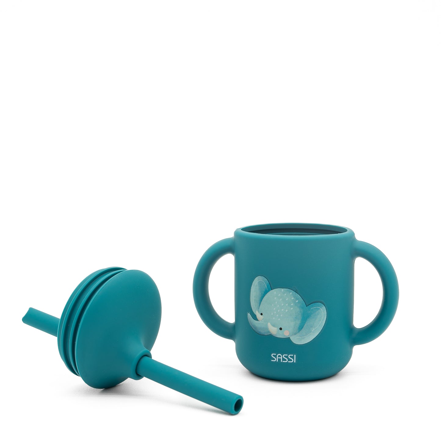 Taza con Cañita de Silicona - Chewy el Elefante