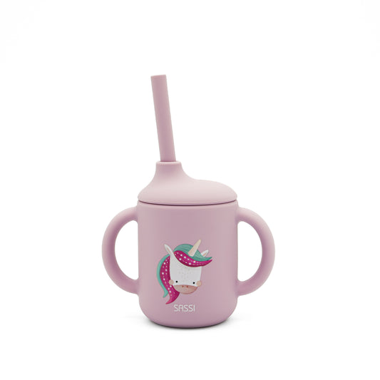 Taza con Cañita de Silicona - Sparkly El Unicornio